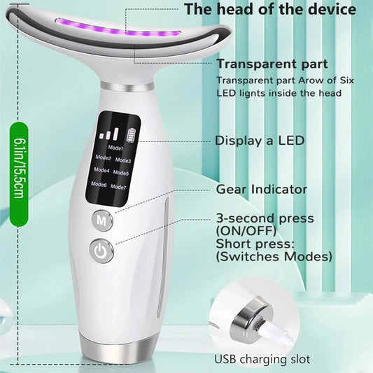 7-in-1 Multi-Function Facial Massager | LED Face & Neck Massager