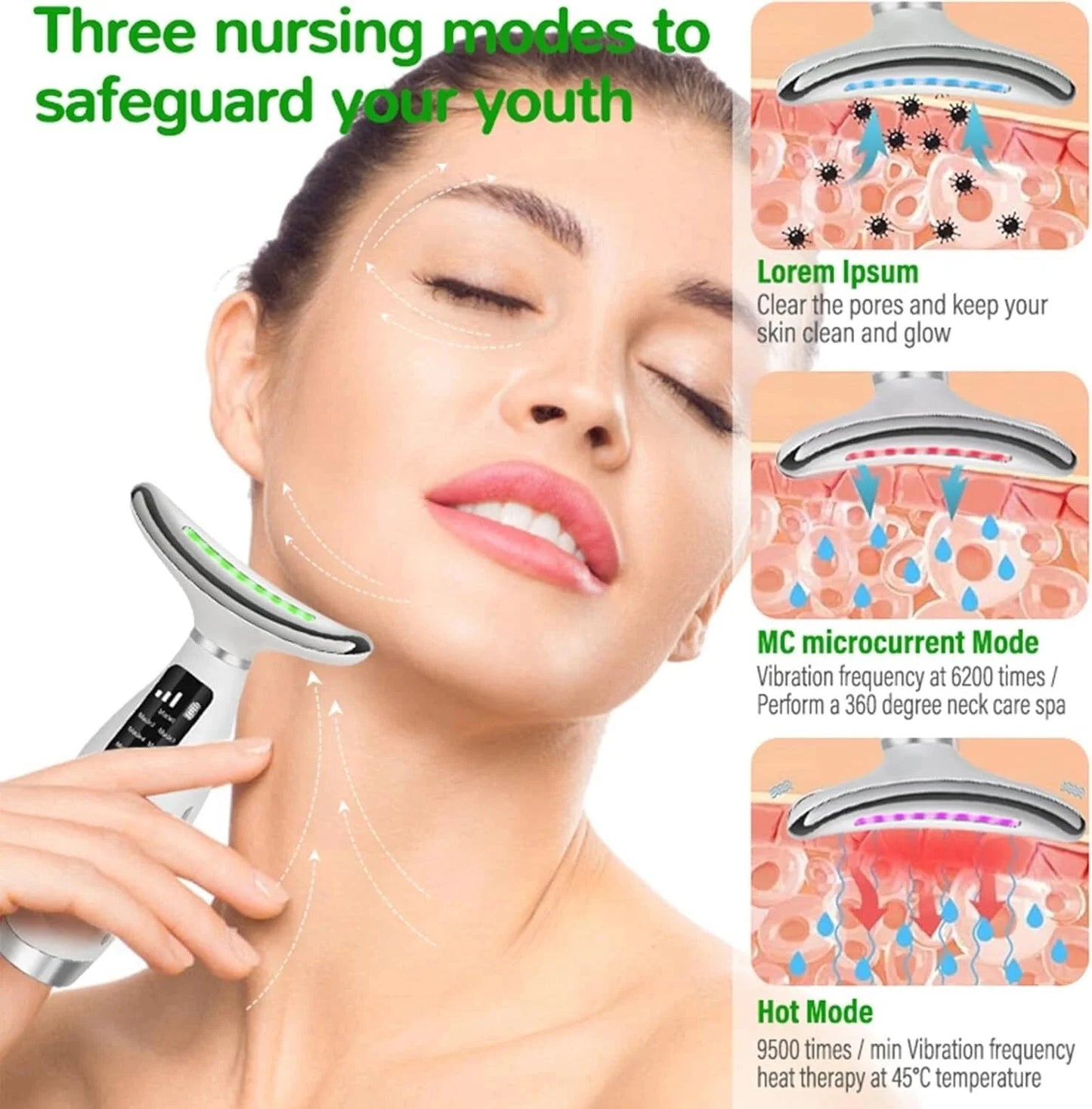 7-in-1 Multi-Function Facial Massager | LED Face & Neck Massager
