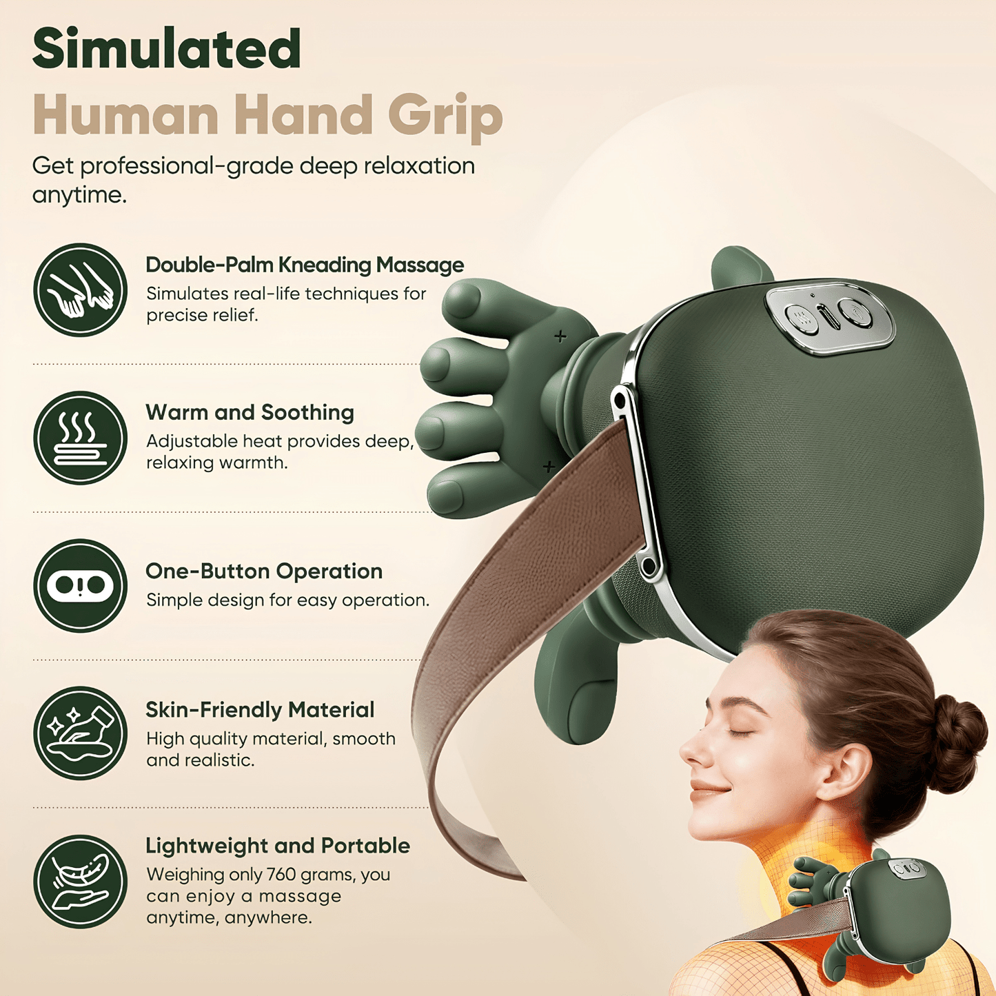 Shoulder & Neck Massager | Deep Kneading Shiatsu Massage Device